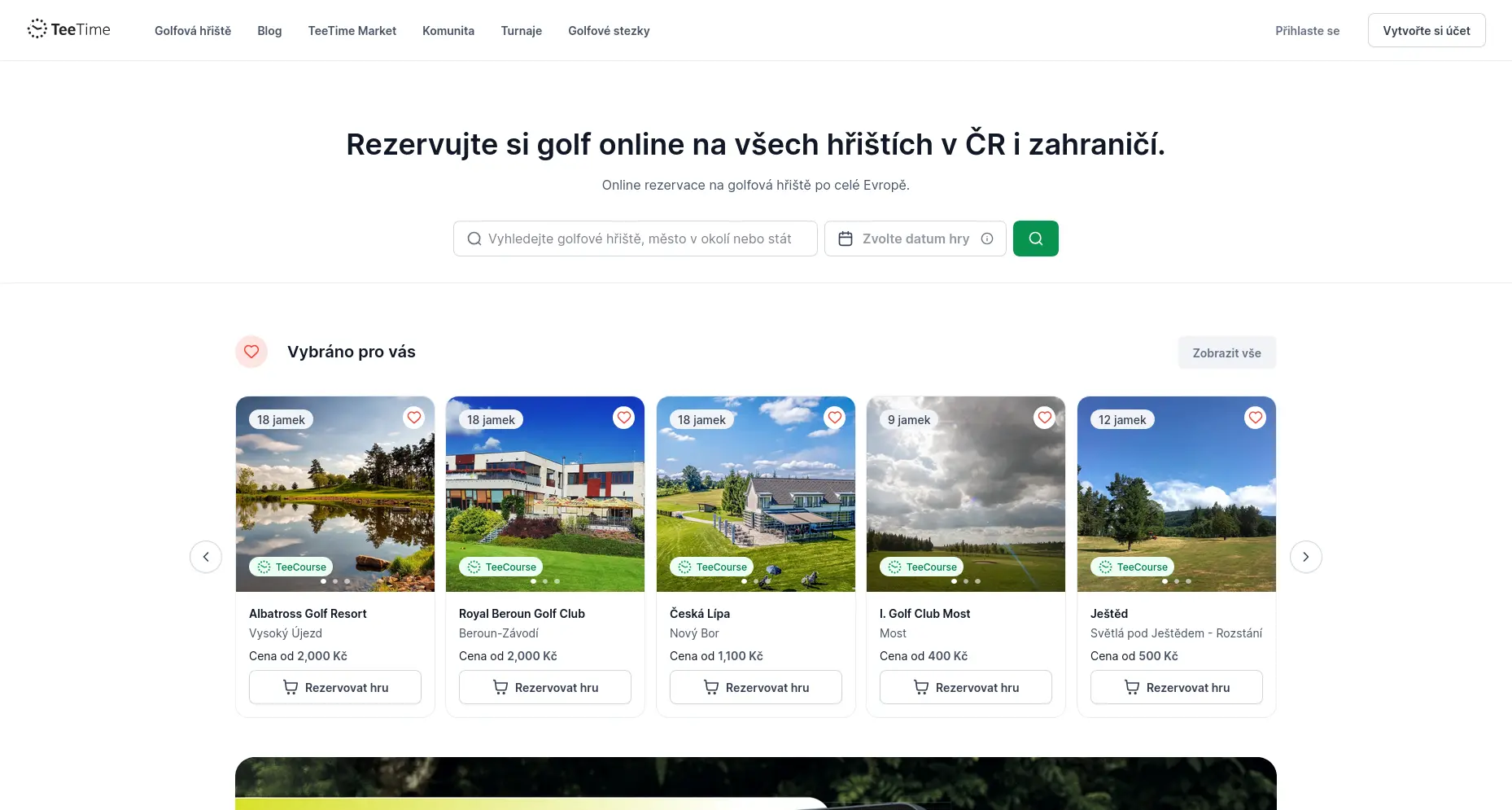 TeeTime.cz website